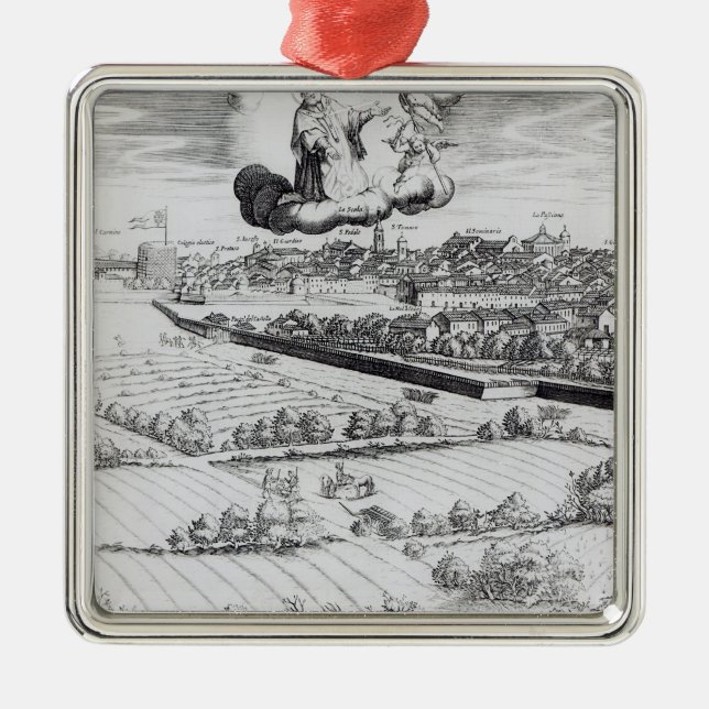 A Section of a Map of Milan, 1640 Metal Tree Decoration (Front)