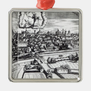 A Section of a Map of Milan, 1640 Metal Tree Decoration