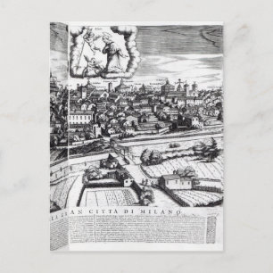 A Section of a Map of Milan, 1640 Postcard