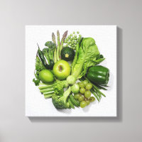 A selection of green fruits & vegetables.