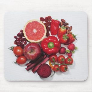 A selection of red fruits & vegetables. mouse pad