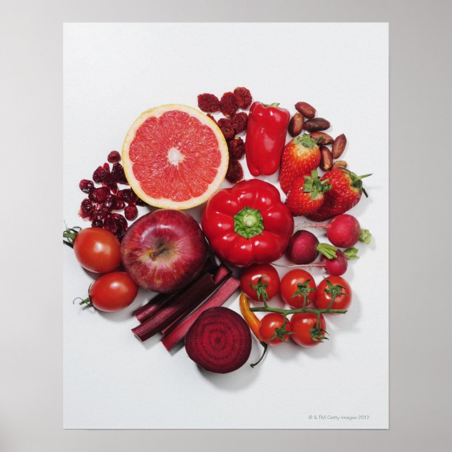A selection of red fruits & vegetables. poster (Front)