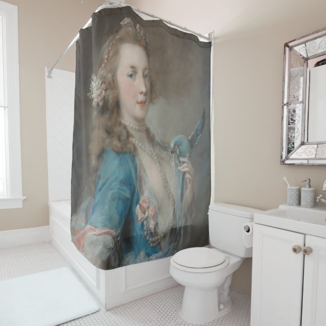 A Selfie with my Parrot Shower Curtain (In Situ)