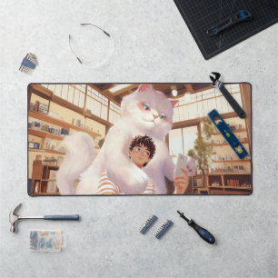 A Selfie with the Fluffy Giant Desk Mat