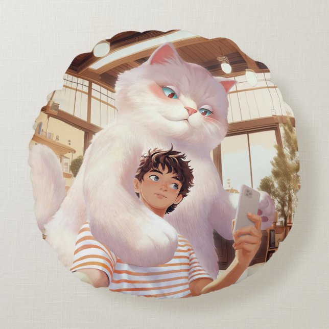 A Selfie with the Fluffy Giant Round Cushion (Front)