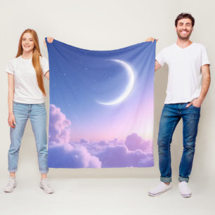 A serene and beautiful crescent moon. Generated ai Fleece Blanket