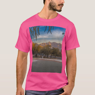 A Serene Landscape Captures A Park At Sunrise With T-Shirt