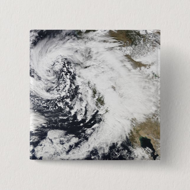 A series of strong storms with fierce winds 15 cm square badge (Front)