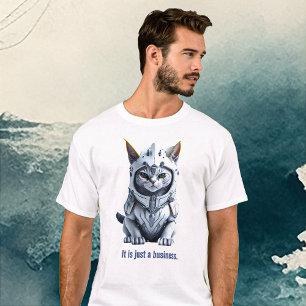 A serious white cat in armour T-Shirt