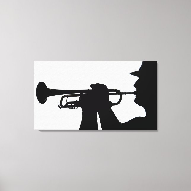 A service member plays a tune canvas print (Front)