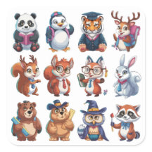 A Set of 12 Back to School Cute Animal