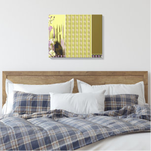 A set of four diverse floral motifs against a rich canvas print
