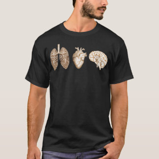 A set of human organ lungs heart and brain vintage T-Shirt