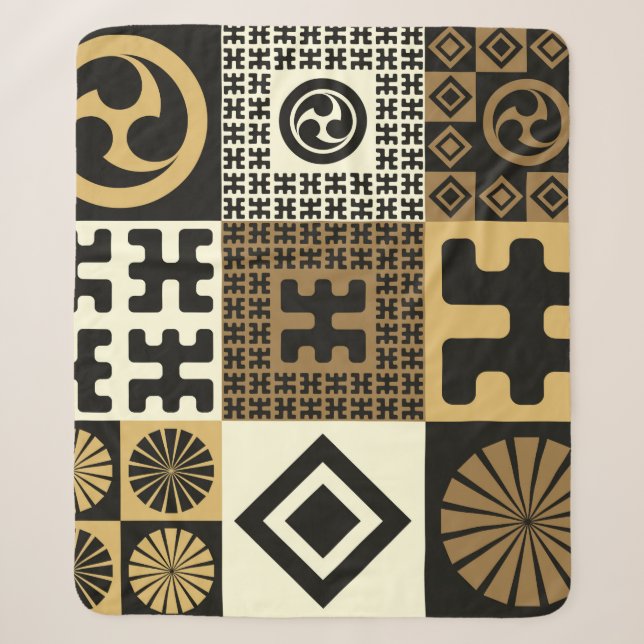 A set of japanese style seamless patterns, tribal  sherpa blanket (Front)