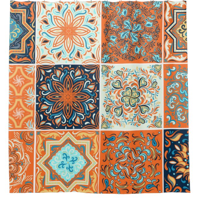 A set of ornaments,ceramic tiles. Abstract pattern Shower Curtain (Front)