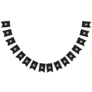 a seven seven logo on a green background bunting