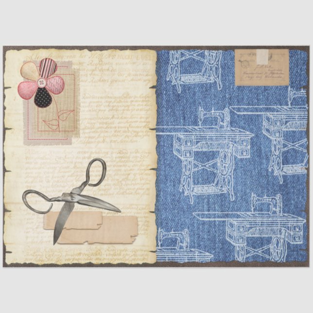 A Sewing Junk Journal Series Design #19 Tissue Paper (Front)