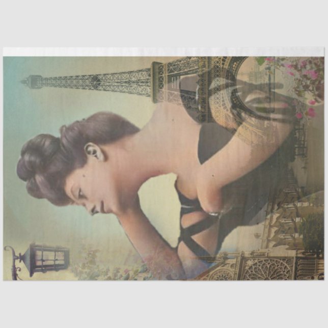 A Shabby Chic Parisian Woman Series Design 6 Tissu Tissue Paper (Front)