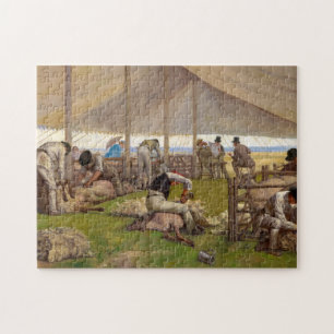 A Sheep Shearing Match, 1875 by Eyre Crowe Jigsaw Puzzle