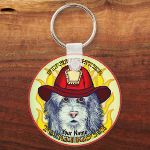 A Sheepdog Firefighter  Keychain