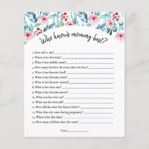 A sheet of paper with the game for a baby shower.