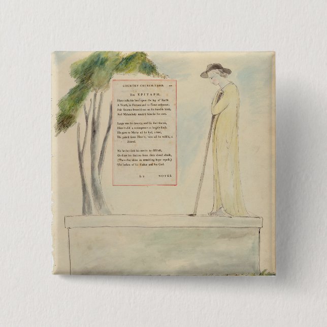 A Shepherd Reading the Epitaph, from Elegy Written 15 Cm Square Badge (Front)