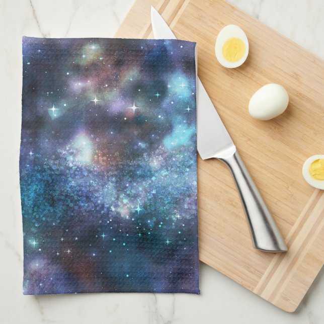 A Shimmering Galaxy Series Design 3  Tea Towel (Quarter Fold)
