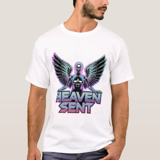 A shiny, metallic angel with wings, Y2K design T-Shirt