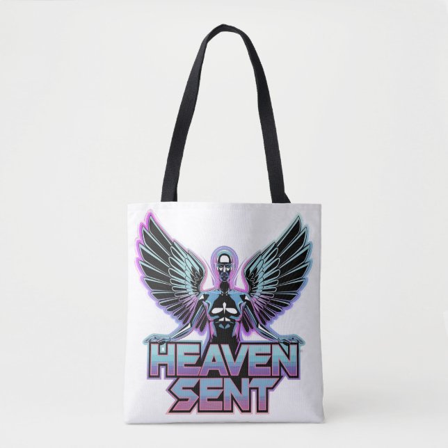 A shiny, metallic angel with wings, Y2K design Tote Bag (Front)