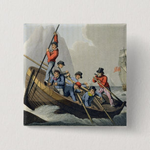 A Ship's Boat Attacking a Whale, engraved by Matth 15 Cm Square Badge
