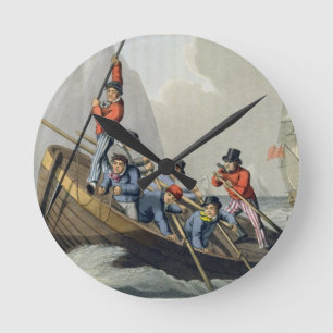 A Ship's Boat Attacking a Whale, engraved by Matth Round Clock