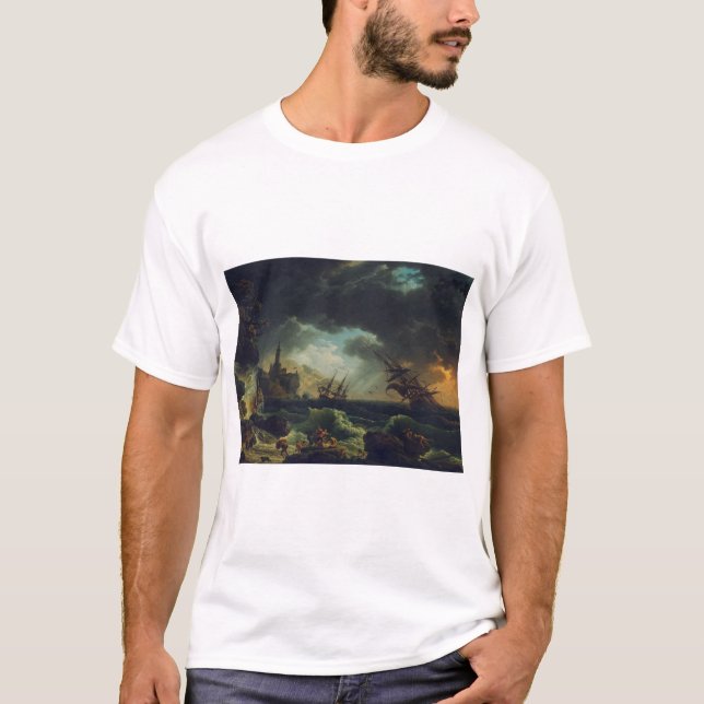 A Shipwreck in Stormy Seas by Claude-Joseph Vernet T-Shirt (Front)