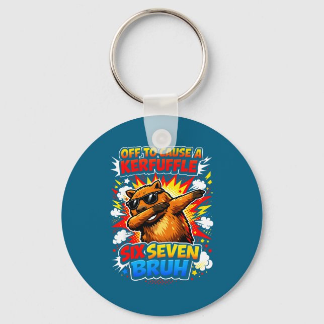 A Shirt Retro Capybara Meme Off Cause Key Ring (Front)