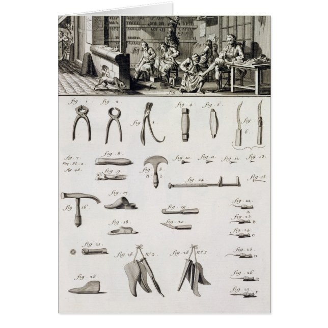 A shoe and bootmaker and their tools, from the 'En (Front)