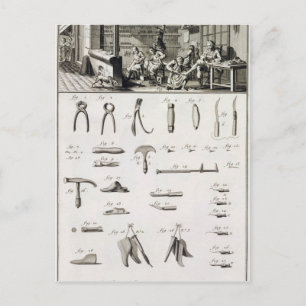 A shoe and bootmaker and their tools, from the 'En Postcard