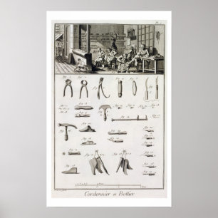 A shoe and bootmaker and their tools, from the 'En Poster
