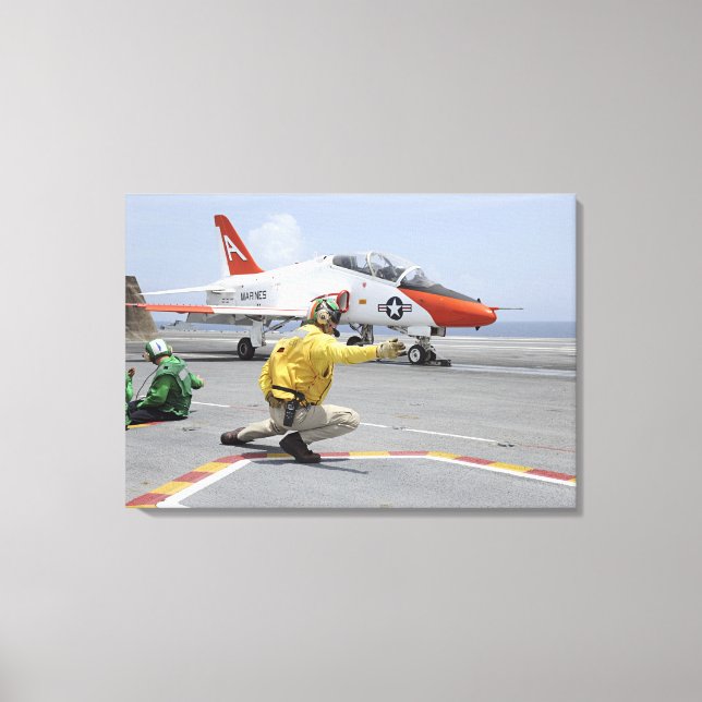 A shooter aboard the aircraft carrier canvas print (Front)