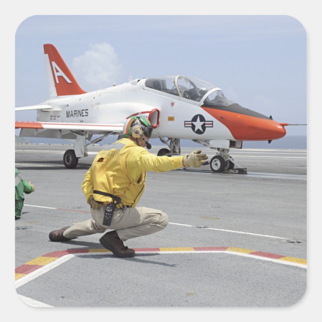 A shooter aboard the aircraft carrier square sticker (Front)