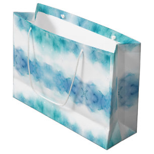 A shopping bag with a watercolor design in blue 