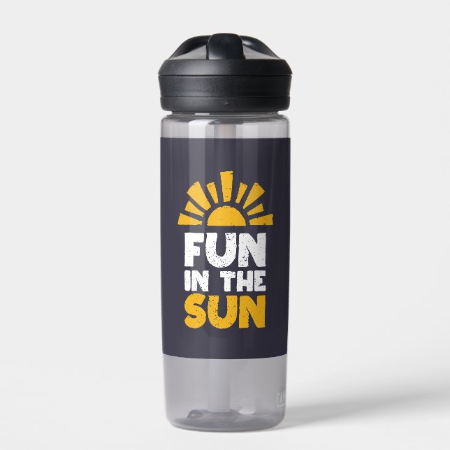 A sign that says fun on the sun water bottle (Front)