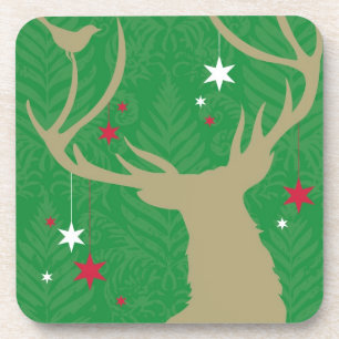 A silhouette of a deer with stars hanging from its coaster