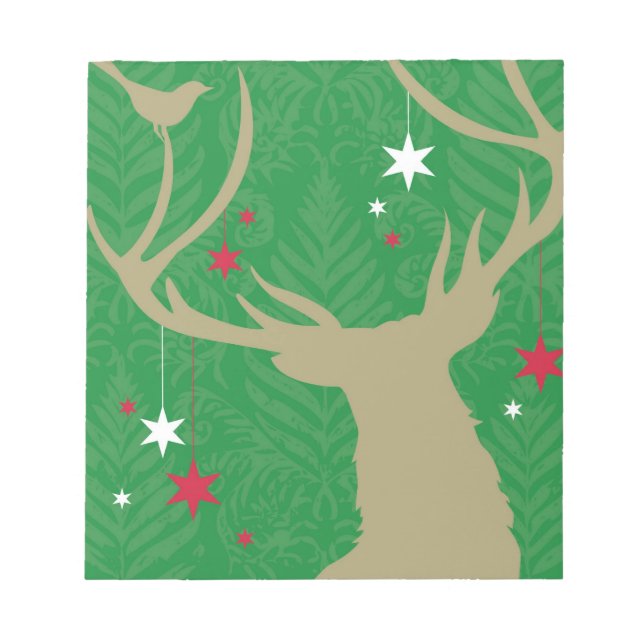 A silhouette of a deer with stars hanging from its notepad (Front)