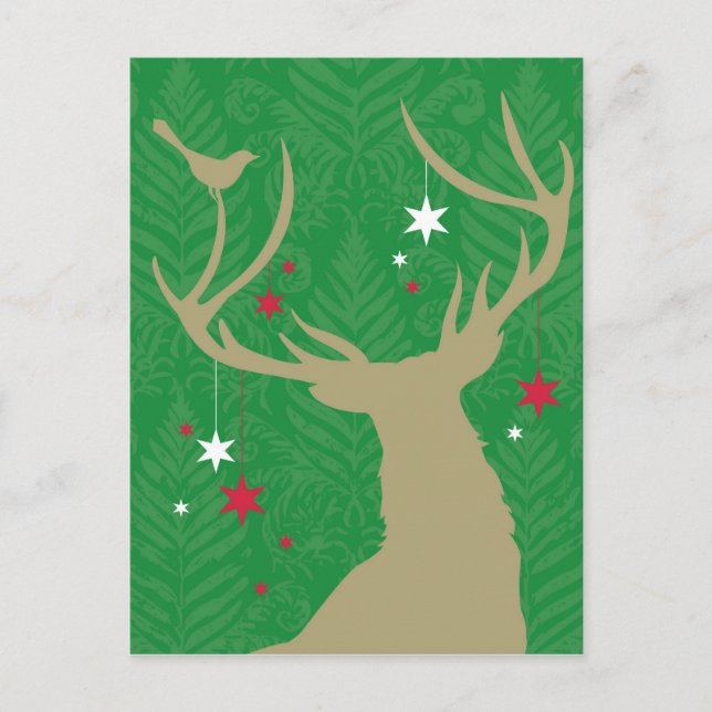 A silhouette of a deer with stars hanging from its postcard (Front)