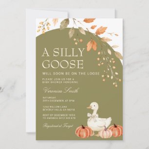 A Silly Goose Baby Shower Fall Pumpkin Floral Invitation
