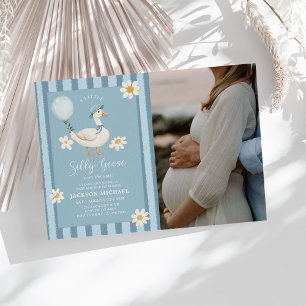 A Silly Goose Daisy Boy Baby Shower Photo Invitation