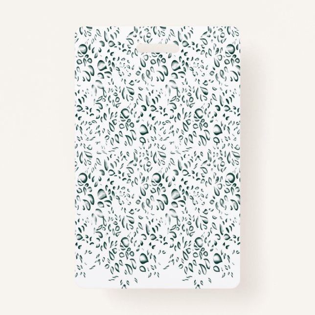 A silver drop splashes into a pool of white liquid ID badge (Back)