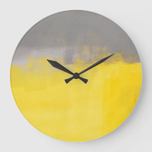 'A Simple Abstract' Grey and Yellow Art Clock