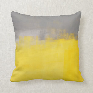 'A Simple Abstract' Grey and Yellow Art Pillow