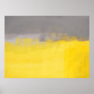 'A Simple Abstrct' Grey and Yellow Art Poster