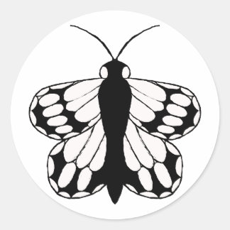A simple black-n-white butterfly sticker. classic round sticker